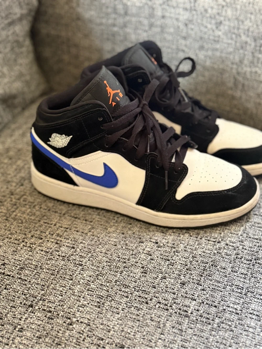 Nike Air Jordan 1 Mid Black White Purple Swoosh